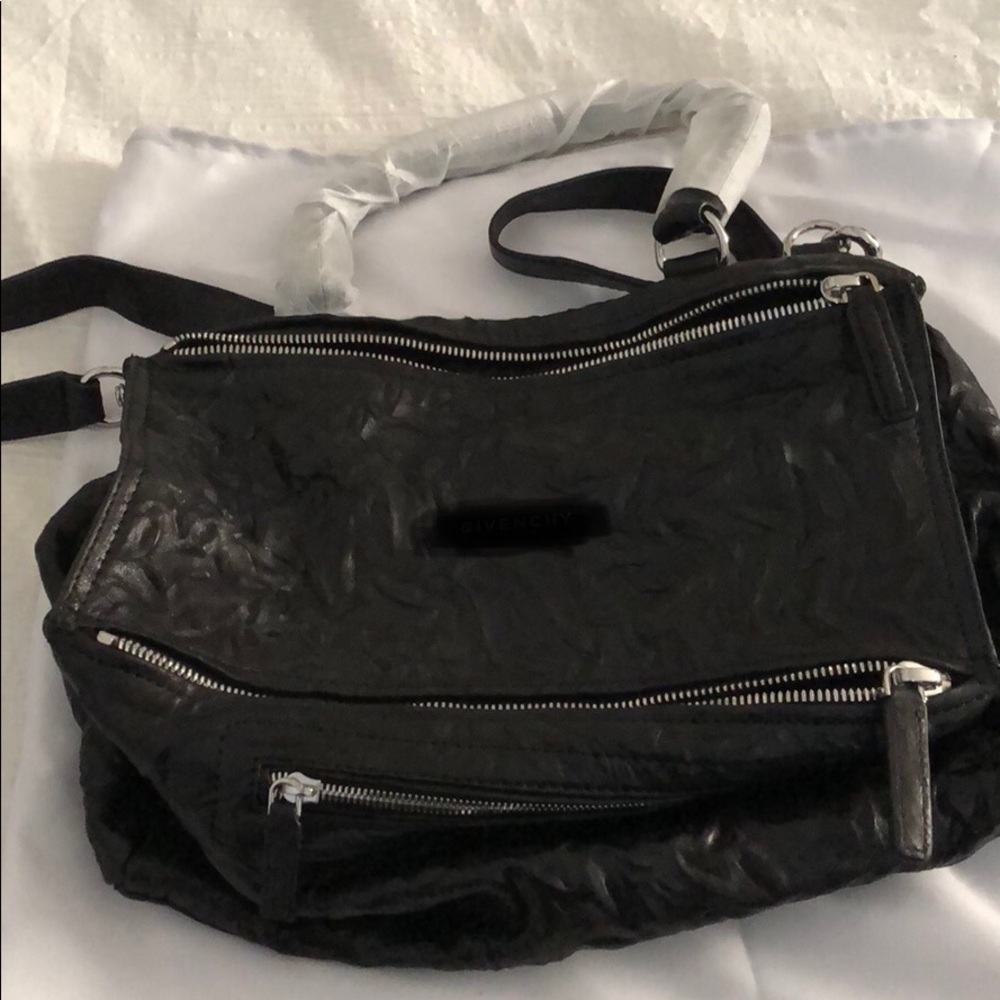 Distressed leather crossbody bag